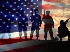 Us Flag And Soldiers